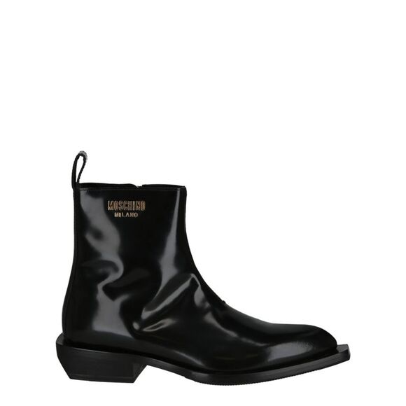 Moschino Other - Gold Lettering Logo Ankle Boots